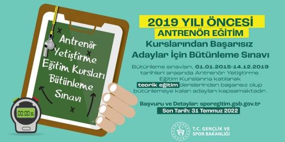 Antrenör Yetiştirme Eğitim Kursları Bütünleme Sınavı