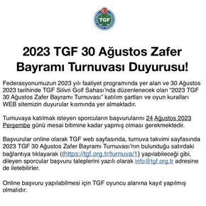 2023 TGF 30 Ağustos Zafer Bayramı Turnuvası Duyurusu!