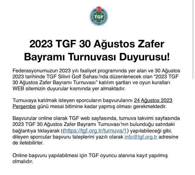 2023 TGF 30 Ağustos Zafer Bayramı Turnuvası Duyurusu!